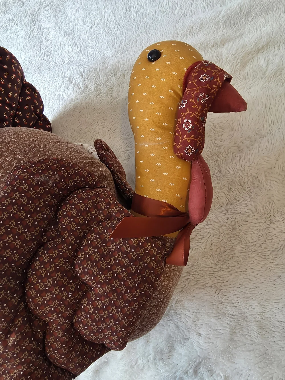 Vintage Fabric Quilted Thanksgiving Turkey Plush 14x11
